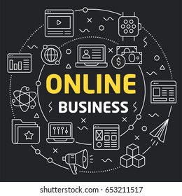 Linear illustration for presentations in the round online business