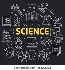 Linear illustration for presentations in the round science