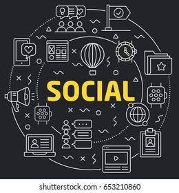 Linear illustration for presentations in the round social
