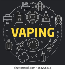 Linear illustration for presentations in the round vaping