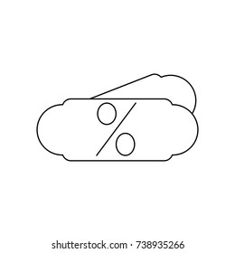Linear illustration of a price tag, discount cards on a white background.