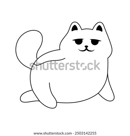 Linear illustration of a relax sexy cat in black color