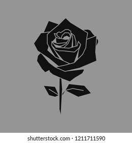 Linear illustration of a rose flower
