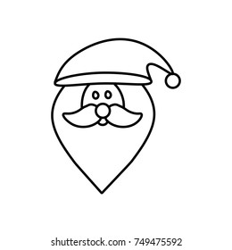 Linear illustration of Santa Claus icon, new year and christmas on a white background.