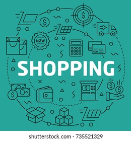 Linear illustration shopping