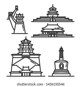 Linear illustration of a sight Beijing