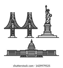 Linear illustration of a sight United States of America