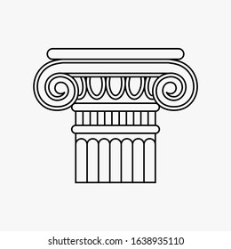 Linear illustration, silhouette of ancient column, pillar