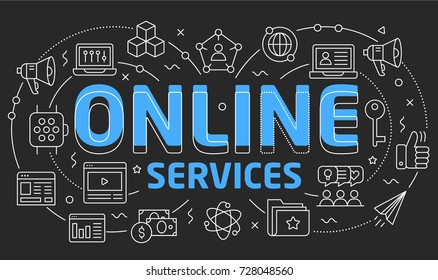 Linear illustration of a slide for the presentation