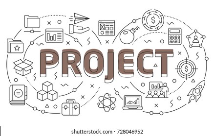 Linear illustration of a slide for the presentation project