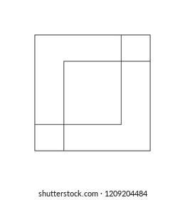 Linear illustration of a square block