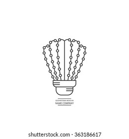 Linear illustration of succulent cactus in pots. Company corporate logo element design. Vector graphic set with cute florals. GEOHINTONIA MEXICAN