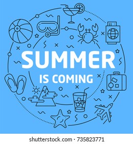 Linear illustration summer