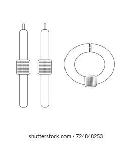 Linear illustration of three black soft curlers for curling hair on a white background.