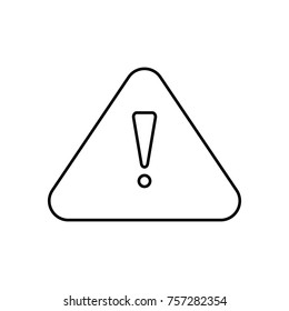 Linear illustration triangle icon with exclamation mark, warning sign, careful, attention on white background.