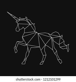 Linear illustration of a unicorn