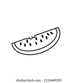 Linear illustration watermelon icon, slice, food, fruit, smoked watermelon, sweet, travel, summer on a white background.