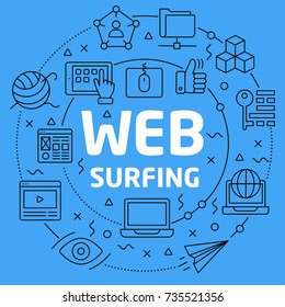 Linear illustration web surfing