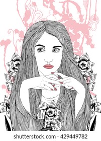 linear illustration woman portrait