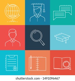 Linear illustrations of elections and voting.  Vector line icons.