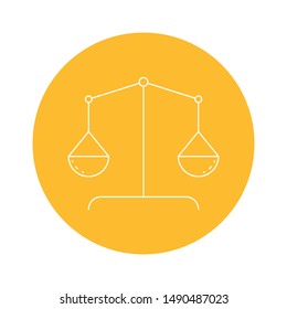 Linear illustrations of scales of justice.  Vector line icons.