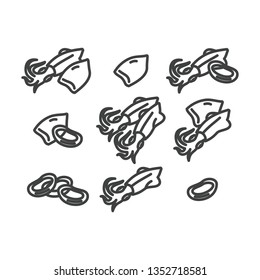 Linear illustrations of squids