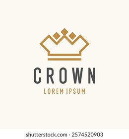 The linear image of the crown. Isolated vector emblem. Illustration in simple flat style.