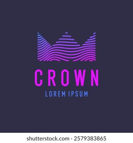 The linear image of the crown. Isolated vector emblem. Illustration in simple flat style.