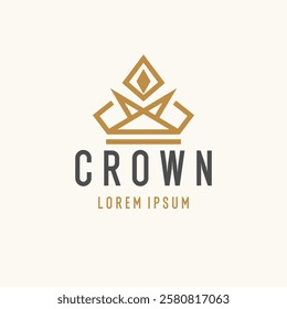 The linear image of the crown. Isolated vector emblem. Illustration in simple flat style.