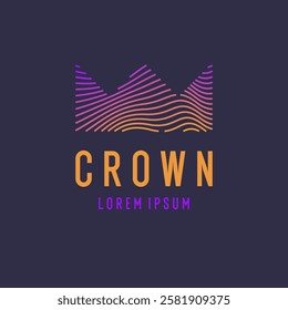 The linear image of the crown. Isolated vector emblem. Illustration in simple flat style.