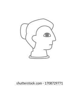 Linear image of a girl's head. Female bust vector illustration. Greek profile. 