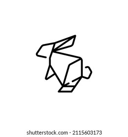linear image of a hare Rabbit origami Vector set of origami animals. Lovely hand drawn illustration with outline. Black and white.
Trendy minimalist Linear Style. Folded Paper Animal Figures.