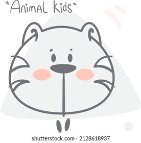 Ein lineares Bild eines Kätzchens im Kinderstil. Doodle-Vektor-Element der Postkarte.