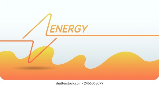 Linear image of lightning on a flat yellow background with text. Vector illustration.