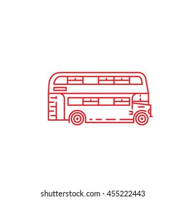 The linear image of a London double-Decker bus. London bus outline isolated vector. two-level bus