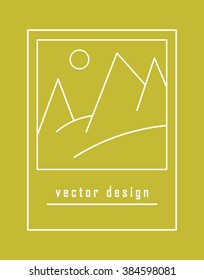 Linear image of a mountain landscape. Logo, icon, concept, illustration. Vector. Isolated.