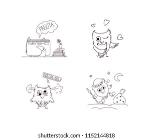 Linear image of owls
