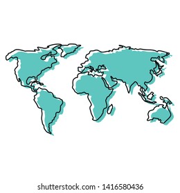Linear image of the planet earth. Simple vector illustration.