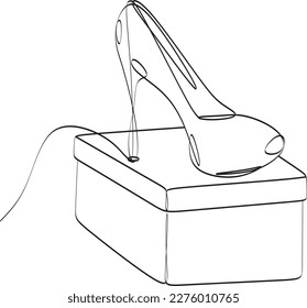 Imagen lineal de zapatos. Una colección de zapatillas y zapatillas chic. Una combinación armoniosa de líneas que muestran la imagen.