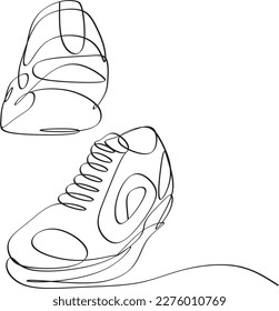 Imagen lineal de zapatos. Una colección de zapatillas y zapatillas chic. Una combinación armoniosa de líneas que muestran la imagen.