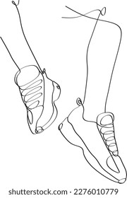 Imagen lineal de zapatos. Una colección de zapatillas y zapatillas chic. Una combinación armoniosa de líneas que muestran la imagen.