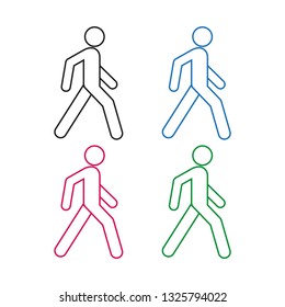 Linear image of a walking person. Simple vector illustration.