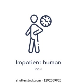 Linear impatient human icon from Feelings outline collection. Thin line impatient human icon vector isolated on white background. impatient human trendy illustration