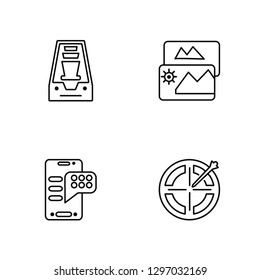Linear Inbox, Chat, Image, Target Vector Illustration Of 4 outline Icons. Editable Pack Of Inbox, Chat, Image, Target