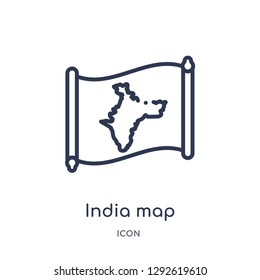Linear india map icon from Countrymaps outline collection. Thin line india map icon vector isolated on white background. india map trendy illustration