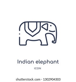 Linear indian elephant icon from India outline collection. Thin line indian elephant icon isolated on white background. indian elephant trendy illustration
