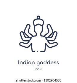 Linear indian goddess icon from India outline collection. Thin line indian goddess icon isolated on white background. indian goddess trendy illustration