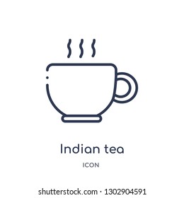 Linear indian tea icon from India outline collection. Thin line indian tea icon isolated on white background. indian tea trendy illustration