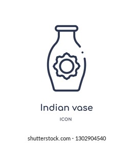 Linear indian vase icon from India outline collection. Thin line indian vase icon isolated on white background. indian vase trendy illustration