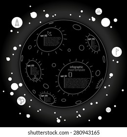 Linear info graphic, moon in the space